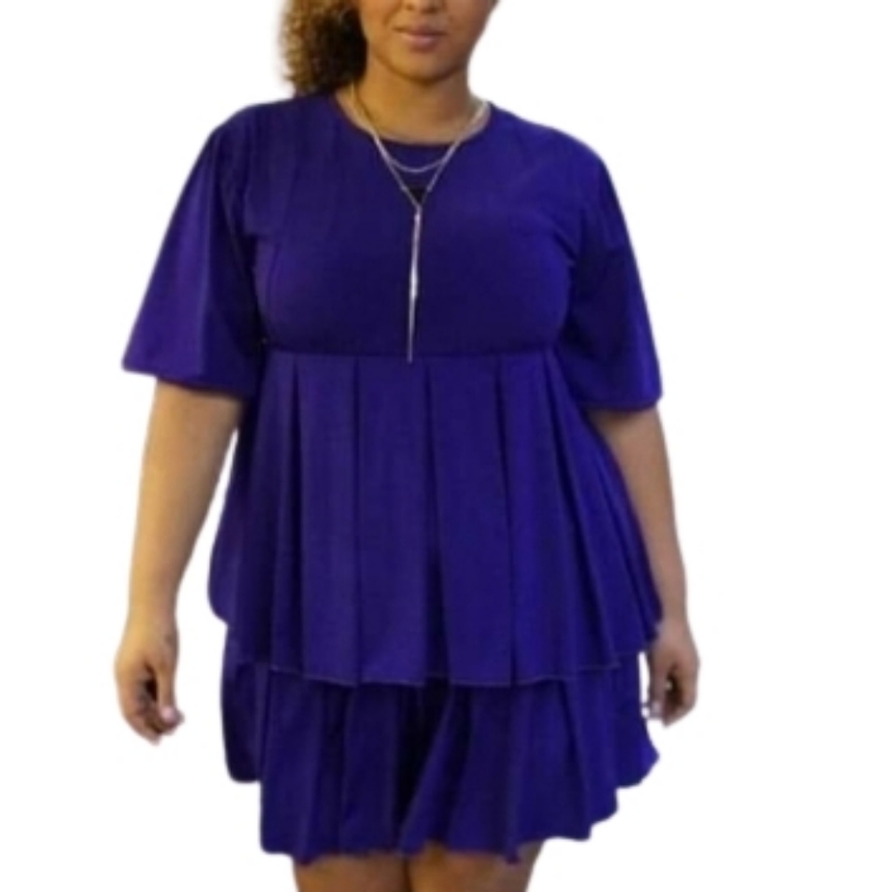 Boutique Purple Pleated Dress NWT